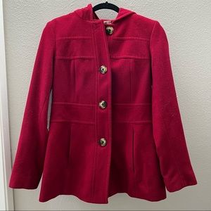 Anne Klein Wool Winter Pea Coat - Red